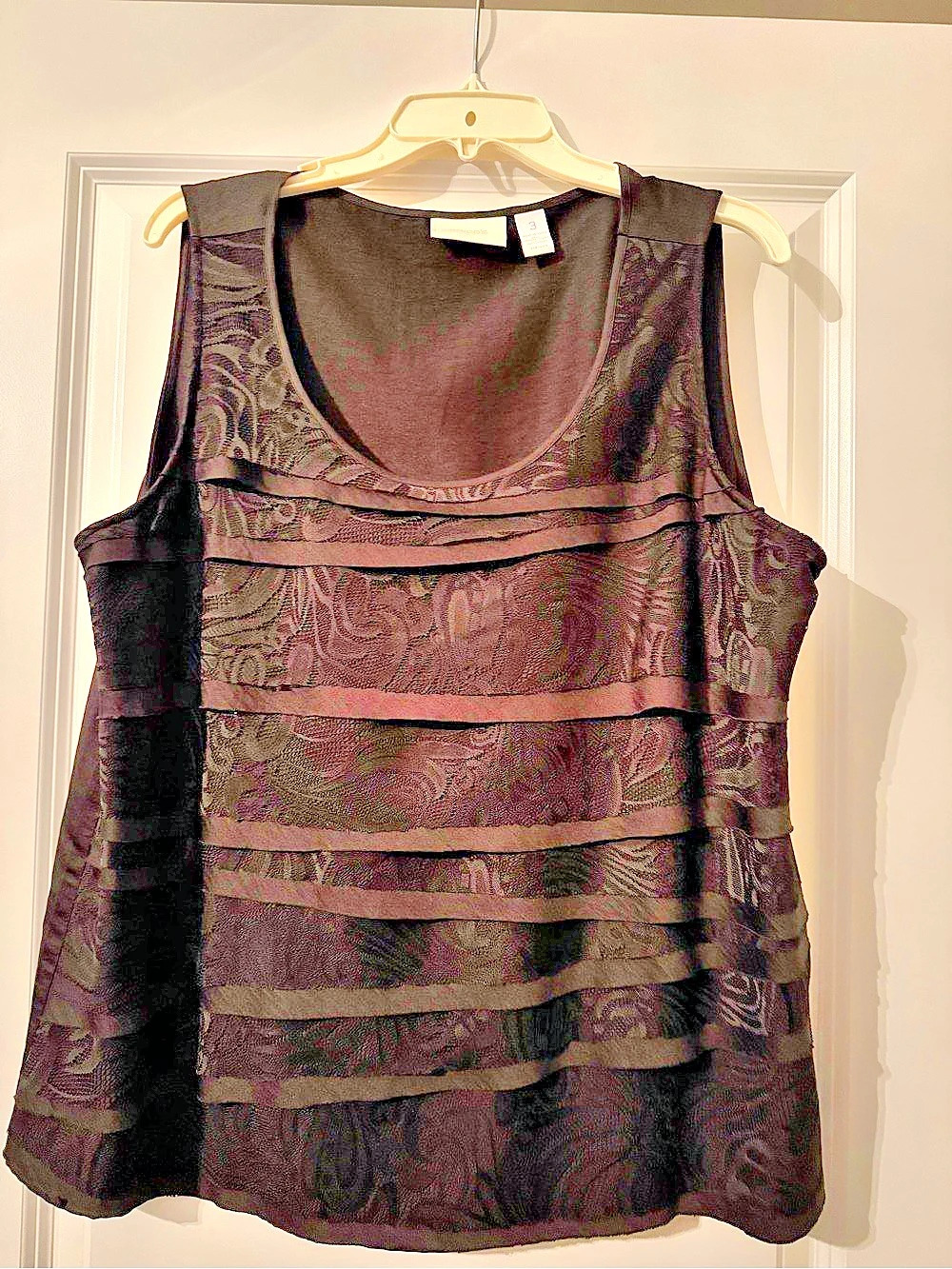 Chico's Layered Lace Tank Top in Black Size 3 EUC